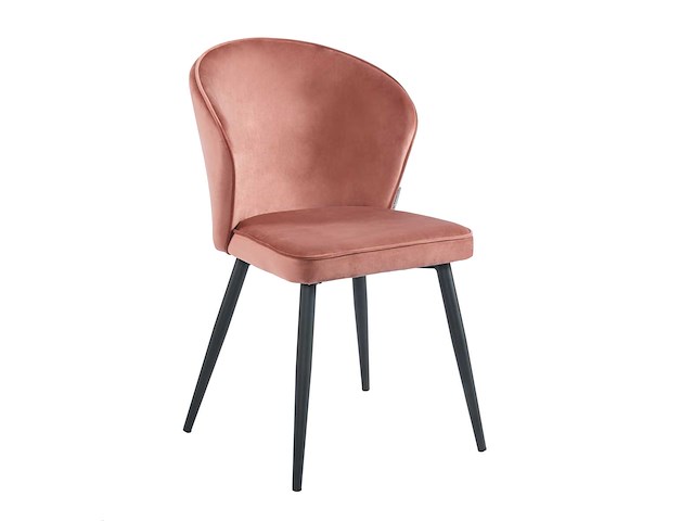 Colenis - curve eetkamerstoel - set van 4 - rose - velvet - zwarte poten - afbeelding 1 van  2