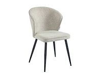 Colenis - curve eetkamerstoel - set van 6 - beige - boucle stof - zwarte poten - afbeelding 2 van  4