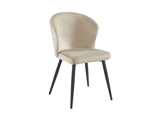 Colenis - curve eetkamerstoel - set van 6 - beige - velvet - zwarte poten - afbeelding 2 van  4