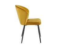 Colenis - curve eetkamerstoel - set van 6 - okergeel - velvet - zwarte poten - afbeelding 2 van  3