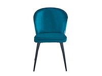 Colenis - curve eetkamerstoel - set van 6 - petrol - velvet - zwarte poten - afbeelding 1 van  1