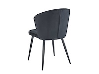Colenis - curve eetkamerstoel - set van 6 - zwart - velvet - zwarte poten - afbeelding 4 van  5