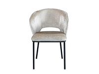 Colenis - elizabeth eetkamerstoel - set van 4 - taupe - chenille stof - zwarte poten - afbeelding 2 van  3