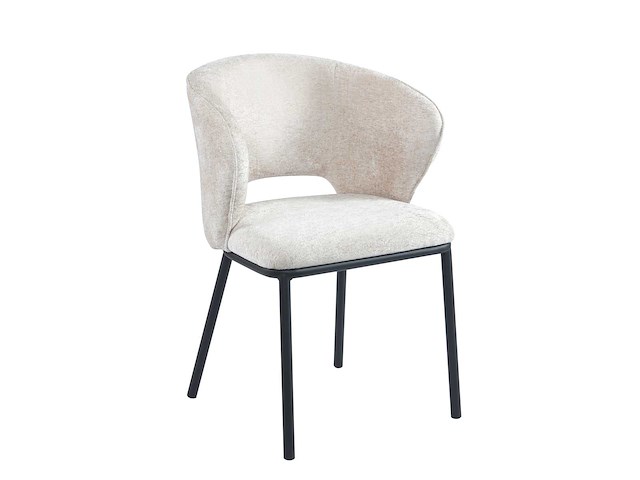 Colenis - elizabeth eetkamerstoel - set van 6 - beige - chenille stof - zwarte poten - afbeelding 1 van  2
