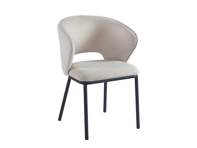 Colenis - elizabeth eetkamerstoel - set van 6 - beige - velvet - zwarte poten - afbeelding 1 van  3