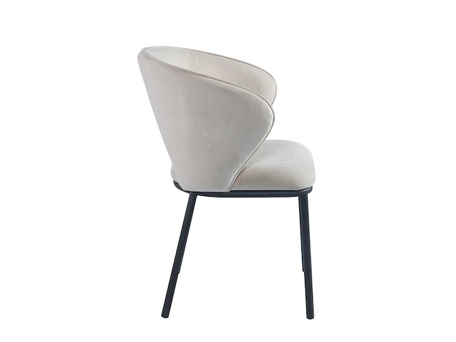 Colenis - elizabeth eetkamerstoel - set van 6 - beige - velvet - zwarte poten - afbeelding 2 van  3