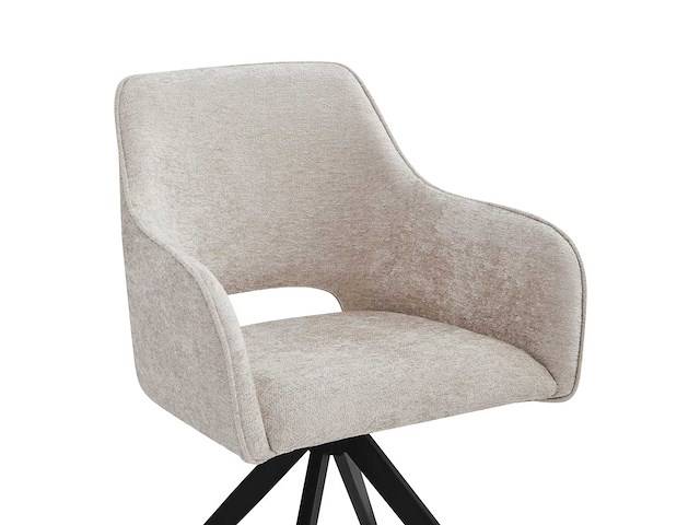 Colenis - emma eetkamerstoel - set van 4 - beige - chenille stof - met armleuning - stoel - afbeelding 5 van  5