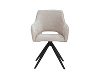 Colenis - emma eetkamerstoel - set van 4 - beige - chenille stof - met armleuning - stoel - afbeelding 3 van  5