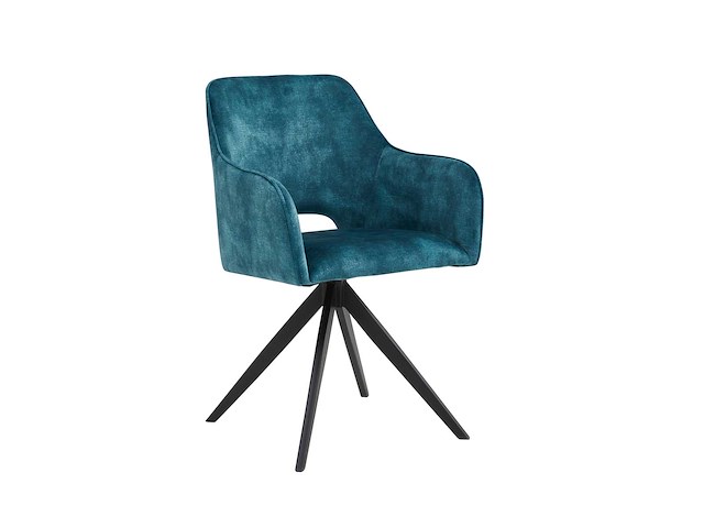Colenis - emma eetkamerstoel - set van 4 - petrol - adoré velvet - met armleuning - afbeelding 1 van  4