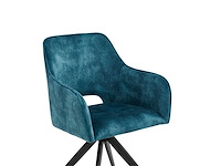 Colenis - emma eetkamerstoel - set van 6 - petrol - adoré velvet - met armleuning - afbeelding 4 van  4