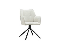 Colenis - enzo eetkamerstoelen - set van 4 - licht beige - linnen stof - luxe gestoffeerde zitting - industrieel design - metalen poten - stoel - afbeelding 1 van  2