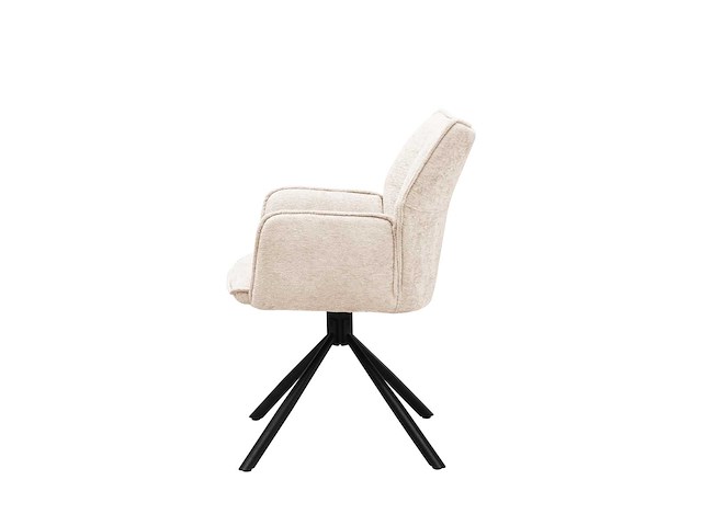 Colenis - enzo eetkamerstoelen - set van 6 - beige - chenille stof - luxe gestoffeerde zitting - industrieel design - metalen poten - stoel - afbeelding 3 van  4