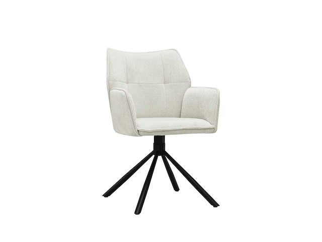 Colenis - enzo eetkamerstoelen - set van 6 - licht beige - linnen stof - luxe gestoffeerde zitting - industrieel design - metalen poten - stoel - afbeelding 1 van  5