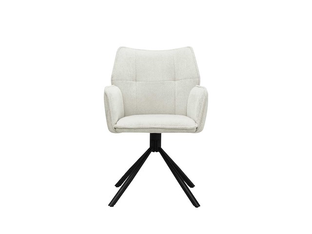 Colenis - enzo eetkamerstoelen - set van 6 - licht beige - linnen stof - luxe gestoffeerde zitting - industrieel design - metalen poten - stoel - afbeelding 2 van  5