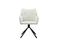 Colenis - enzo eetkamerstoelen - set van 6 - licht beige - linnen stof - luxe gestoffeerde zitting - industrieel design - metalen poten - stoel - afbeelding 2 van  5