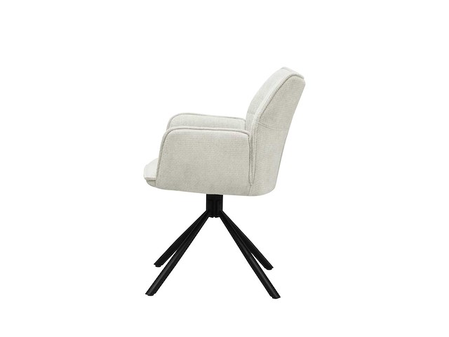 Colenis - enzo eetkamerstoelen - set van 6 - licht beige - linnen stof - luxe gestoffeerde zitting - industrieel design - metalen poten - stoel - afbeelding 3 van  5