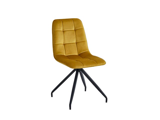 Colenis - farucci eetkamerstoel - set van 6 - okergeel - velvet - x-poot - afbeelding 1 van  5