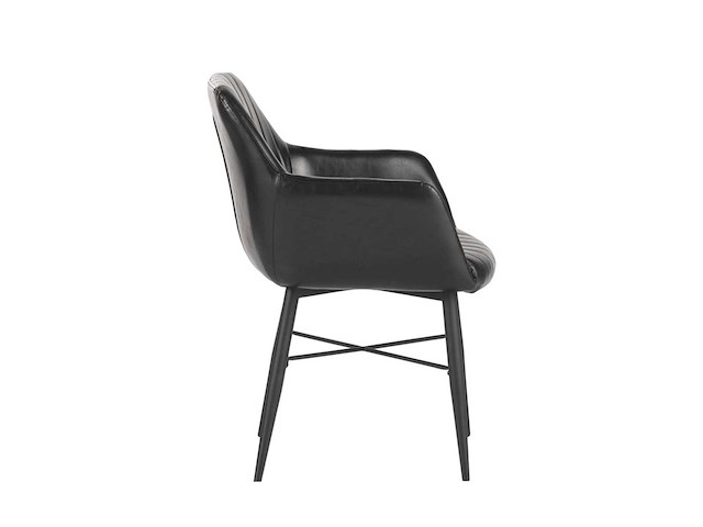 Colenis - herbert eetkamerstoel - set van 4 - bruin - pu leer - zwarte poten - industrieel - afbeelding 2 van  5