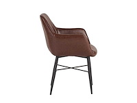 Colenis - herbert eetkamerstoel - set van 4 - bruin - pu leer - zwarte poten - industrieel - afbeelding 3 van  5