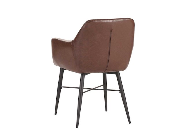 Colenis - herbert eetkamerstoel - set van 4 - bruin - pu leer - zwarte poten - industrieel - afbeelding 4 van  5