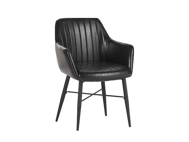 Colenis - herbert eetkamerstoel - set van 4 - zwart - pu leer - zwarte poten - industrieel - afbeelding 1 van  4