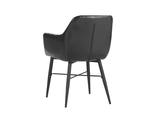 Colenis - herbert eetkamerstoel - set van 6 - zwart - pu leer - zwarte poten - industrieel - afbeelding 2 van  3