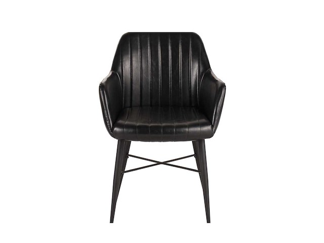 Colenis - herbert eetkamerstoel - set van 6 - zwart - pu leer - zwarte poten - industrieel - afbeelding 3 van  3