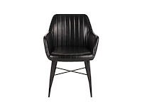 Colenis - herbert eetkamerstoel - set van 6 - zwart - pu leer - zwarte poten - industrieel - afbeelding 3 van  3