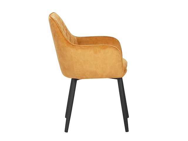 Colenis - jay eetkamerstoel - set van 4 - okergeel - fluweel - velvet - met armleuning - afbeelding 2 van  2