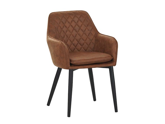 Colenis - jay eetkamerstoel - set van 6 - cognac - microfiber - met armleuning - afbeelding 1 van  4