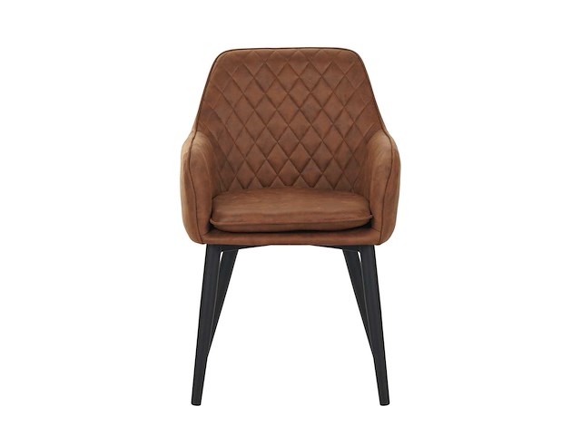 Colenis - jay eetkamerstoel - set van 6 - cognac - microfiber - met armleuning - afbeelding 2 van  4
