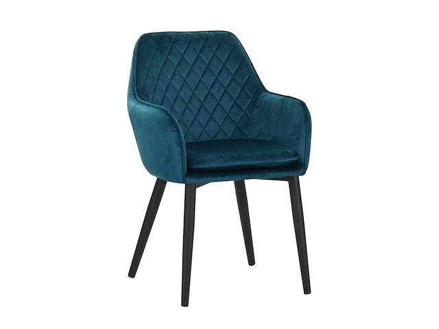 Colenis - jay eetkamerstoel - set van 6 - petrol - fluweel - velvet - met armleuning - afbeelding 1 van  4