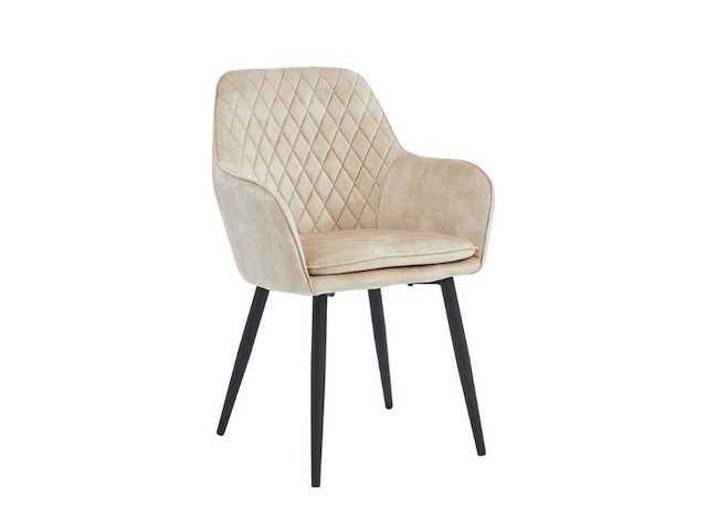 Colenis - laura- eetkamerstoel - set van 4 - beige - adoré velvet - design - industrieel - met armleuning - afbeelding 1 van  4