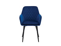 Colenis - laura eetkamerstoel - set van 4 - blauw - velvet - design - industrieel - met armleuning - afbeelding 3 van  5