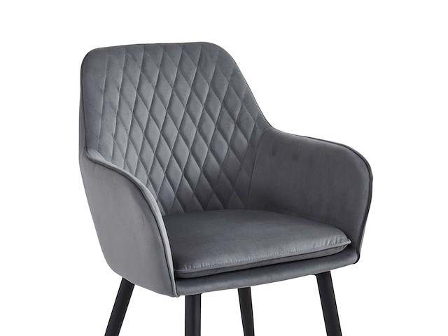 Colenis - laura eetkamerstoel - set van 4 - grijs - velvet - design - industrieel - met armleuning - afbeelding 2 van  5
