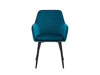 Colenis - laura eetkamerstoel - set van 4 - petrol - velvet - industrieel - met armleuning - afbeelding 3 van  5