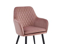 Colenis - laura eetkamerstoel - set van 4 - roze - velvet - design - industrieel - met armleuning - afbeelding 2 van  5