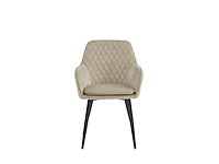 Colenis - laura eetkamerstoel - set van 6 - beige - velvet - design - industrieel - met armleuning - afbeelding 2 van  5