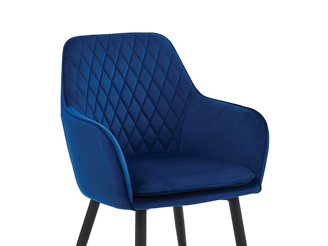 Colenis - laura eetkamerstoel - set van 6 - blauw - velvet - design - industrieel - met armleuning - afbeelding 5 van  5
