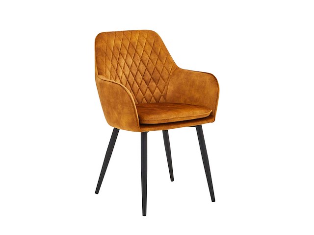 Colenis - laura eetkamerstoel - set van 6 - honey gold - adoré velvet - industrieel - met armleuning - afbeelding 1 van  5