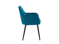 Colenis - laura eetkamerstoel - set van 6 - petrol - velvet - industrieel - met armleuning - afbeelding 4 van  5