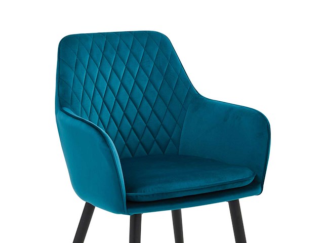 Colenis - laura eetkamerstoel - set van 6 - petrol - velvet - industrieel - met armleuning - afbeelding 5 van  5