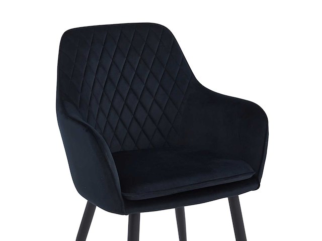 Colenis - laura eetkamerstoel - set van 6 - zwart - velvet - design - industrieel - met armleuning - afbeelding 4 van  5