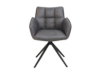 Colenis - leon eetkamerstoel - antraciet - microfiber stof - set van 6 - industrieel design - comfortabel - metalen poten - afbeelding 2 van  5