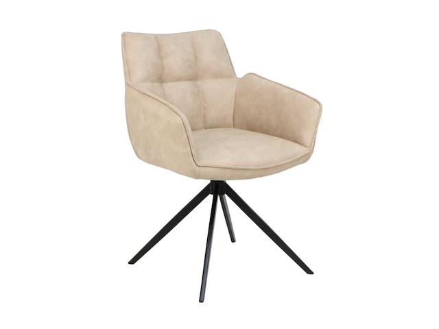 Colenis - leon eetkamerstoel - beige - microfiber stof - set van 6 - industrieel design - comfortabel - metalen poten - afbeelding 1 van  5