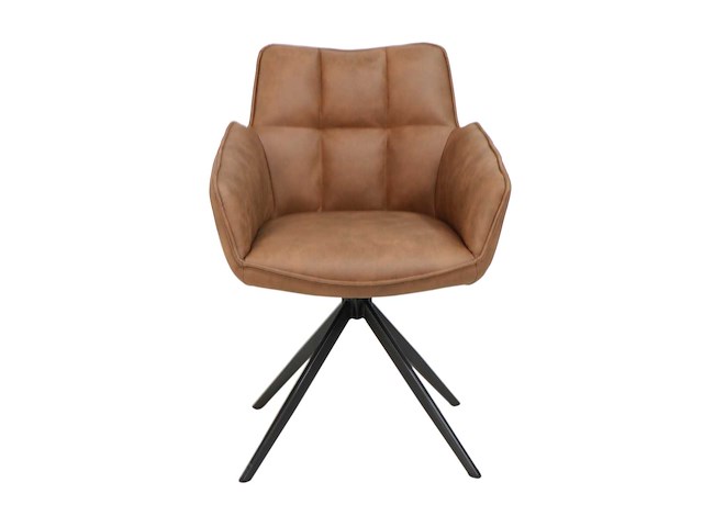 Colenis - leon eetkamerstoel - cognac - microfiber stof - set van 4 - industrieel design - comfortabel - metalen poten - afbeelding 5 van  5