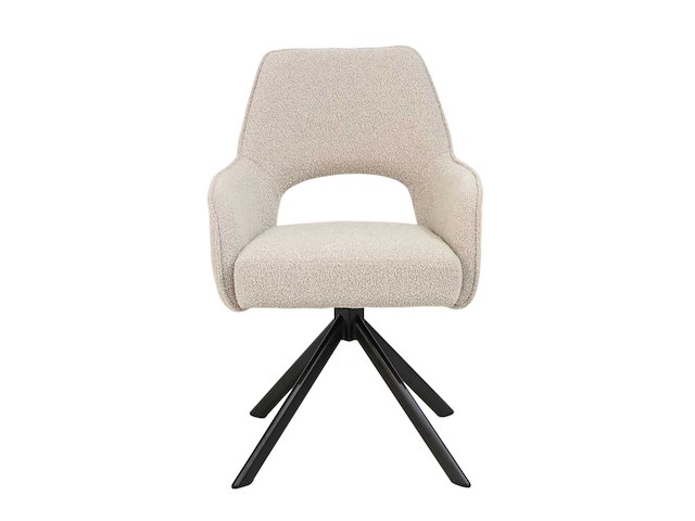 Colenis - liam eetkamerstoel - beige - bouclé stof - set van 4 - industrieel design - stijlvol en comfortabel - metalen poten - afbeelding 2 van  4