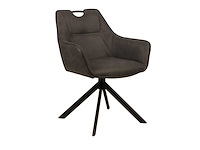 Colenis - lucas eetkamerstoel - set van 6 - stoelen - antraciet - microfiber bekleding - gestoffeerde zitting - metalen poten - afbeelding 1 van  5