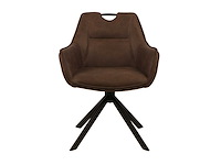 Colenis - lucas eetkamerstoel - set van 6 - stoelen - bruin - microfiber bekleding - gestoffeerde zitting - metalen poten - afbeelding 2 van  5