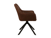 Colenis - lucas eetkamerstoel - set van 6 - stoelen - whisky bruin - microfiber bekleding - gestoffeerde zitting - metalen poten - afbeelding 3 van  4